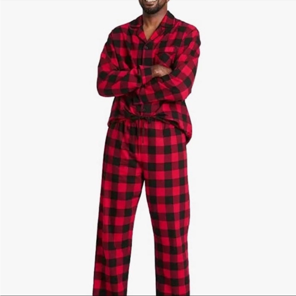 Wondershop Men's Plaid Flannel Pajama Set - (Red, Large)
